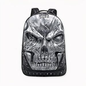 Mochila gruesa de polipiel con motivo de calavera