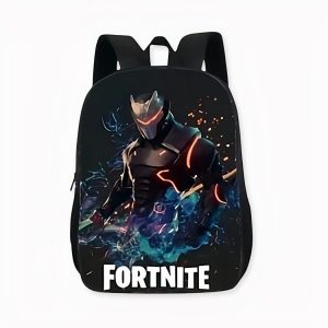 Mochila negra con héroes de Fortnite