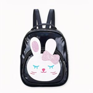 Mochila de niña de polipiel reflectante con motivo de conejo