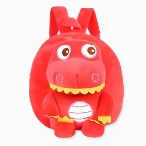Mochila dinosaurio de forro polar rojo