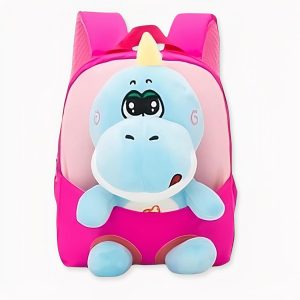 Mochila infantil dinosaurio de peluche fucsia
