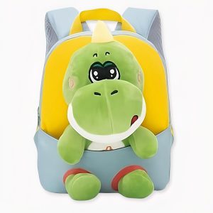 Mochila infantil peluche dinosaurio gris