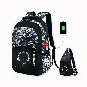 Mochila de graffiti para niño con puerto USB
