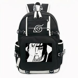 Mochila negra de Naruto con motivo de Itachi Uchiwa