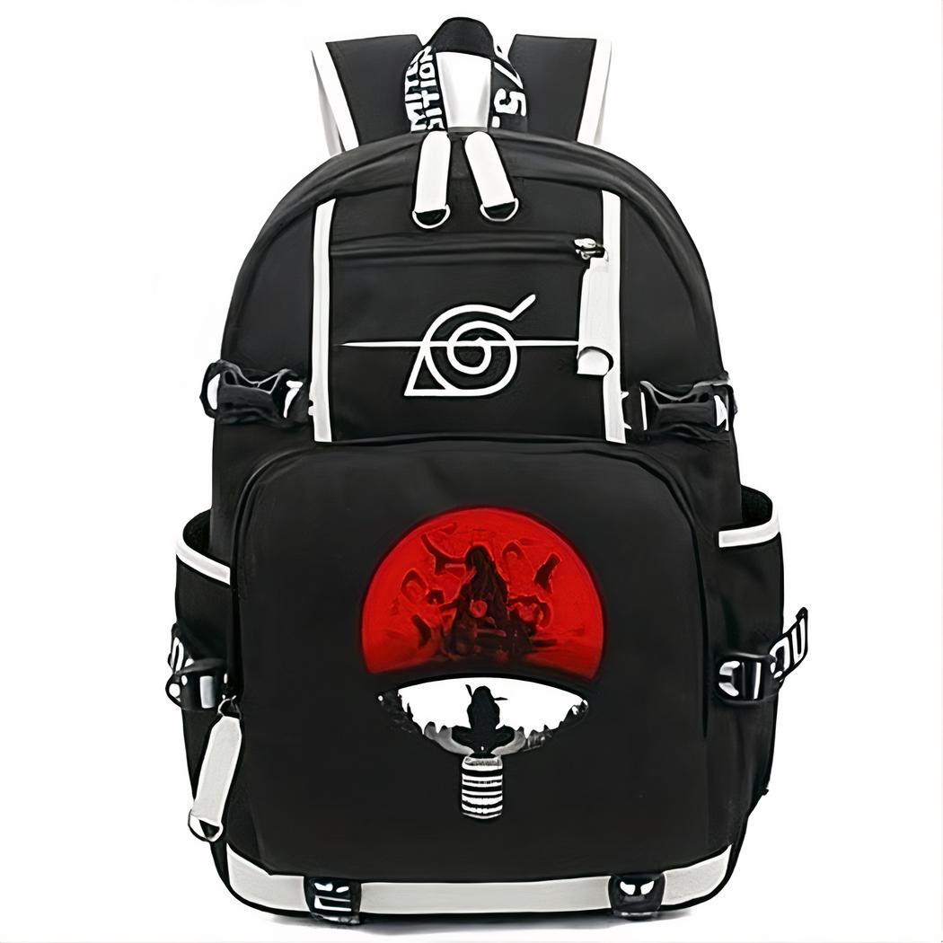 Mochila negra de Naruto con el logotipo del clan Uchiwa - Imagen 8