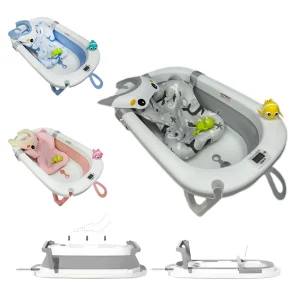 Bañera Para Bebe Plegable Con Termometro +Cojín+Gorro De Baño +Juguetes Flotantes!