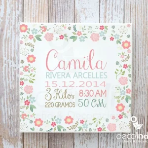 Cuadro de nacimiento Flower - Decoindigo