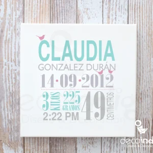 Cuadro de nacimiento Tipográfico 1 Birds