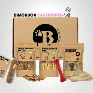 Bimorbox Cachorros Pequeños – Pack Ahorro Con Juguete, Mordedor De Olivo Y Snacks Sin Aditivos