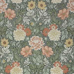 Wallpaper Dahlia Garden Verde oscuro