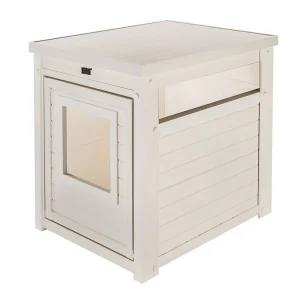 Arenero Para Gatos Cubierto Borneo - Fabricado En Ecoflex - Integra El Arenero En La Decoración De Tu Hogar, 58x44,6x70,2 Cm, 4 Colores (blanco)