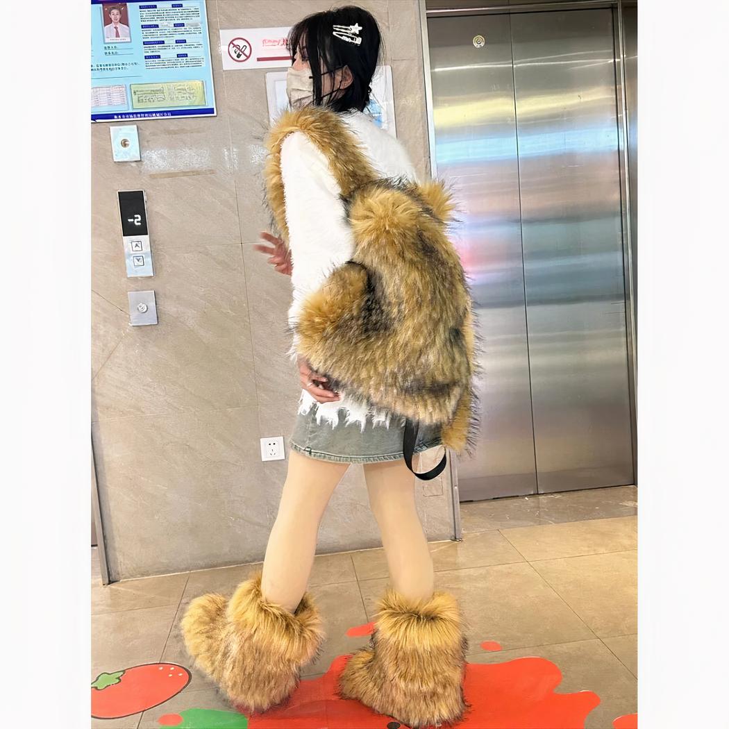 Elegante y esponjosa mochila de piel - Imagen 7