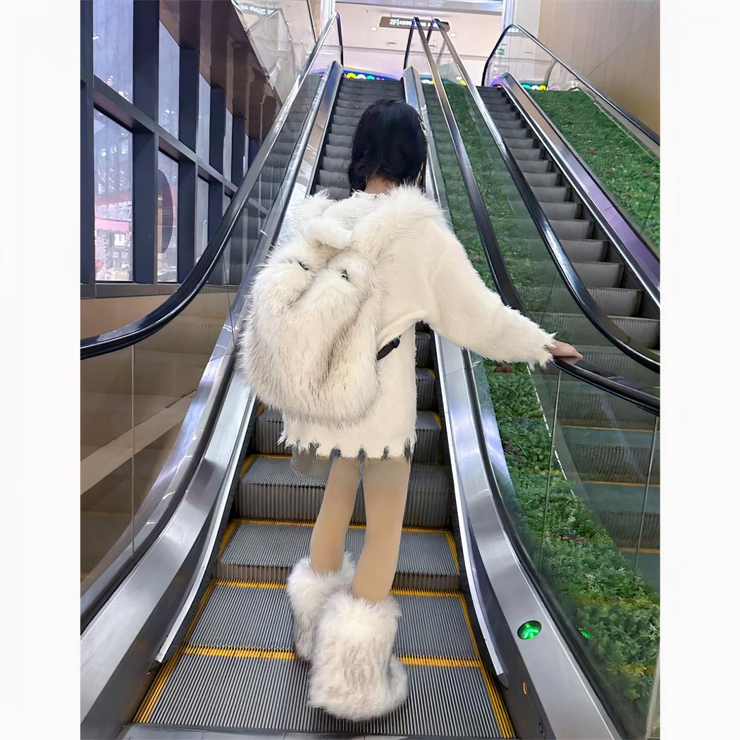 Elegante y esponjosa mochila de piel - Imagen 6